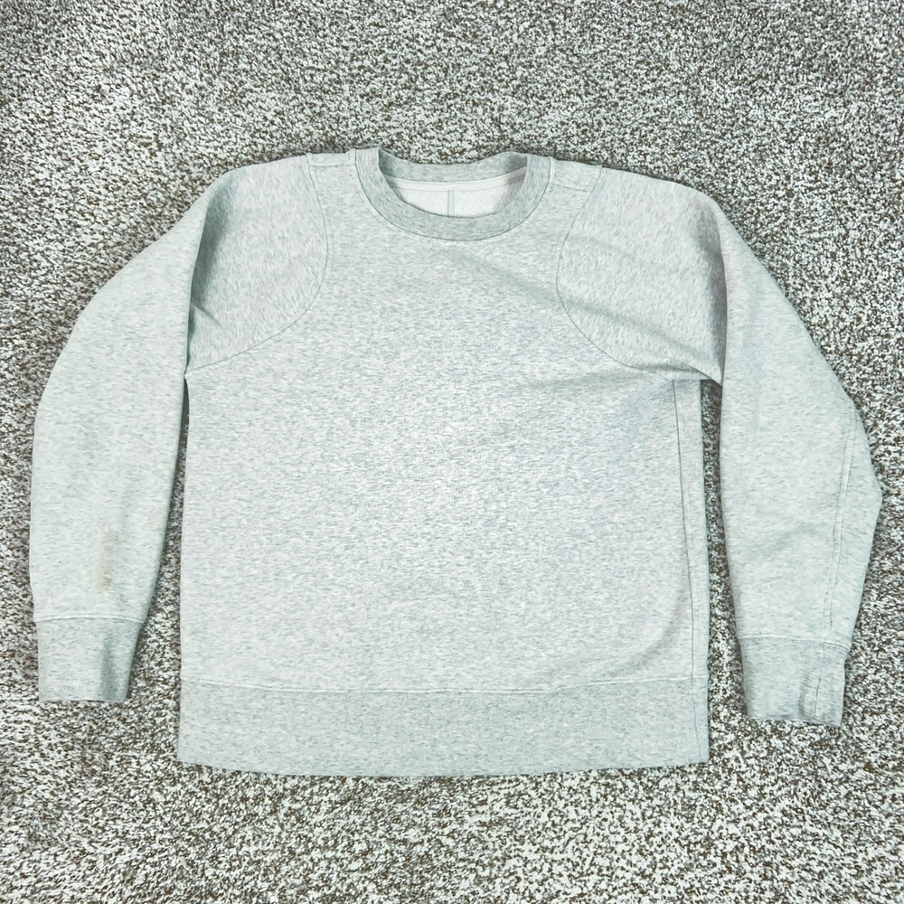 Lululemon Sweatshirt Mens Medium Gray Crewneck Fleece Pullover Logo Raglan Top
